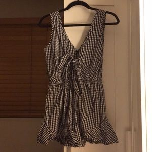 Gingham pattern romper